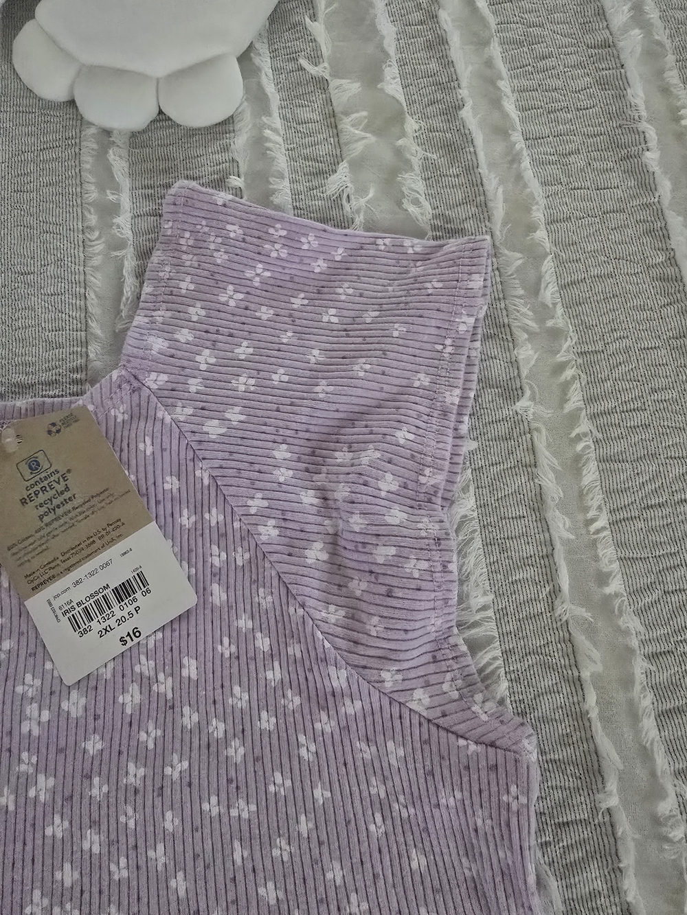 Lilac Floral Ribbed Tank Top - Picture 4 of 5